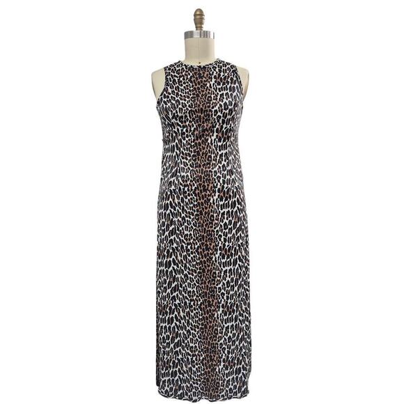 VTg Retro 60s Vanity Fair All Nylon Animal Leopard Print Maxi Nightgown Sz M - Picture 1 of 5